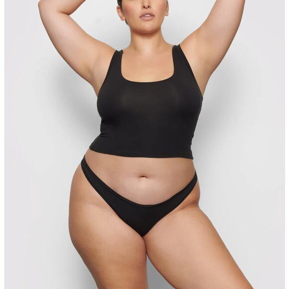 Skims Camel Cotton Jersey Dipped Thong Panty Plus 4x - Picture 8 of 9